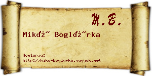Mikó Boglárka névjegykártya